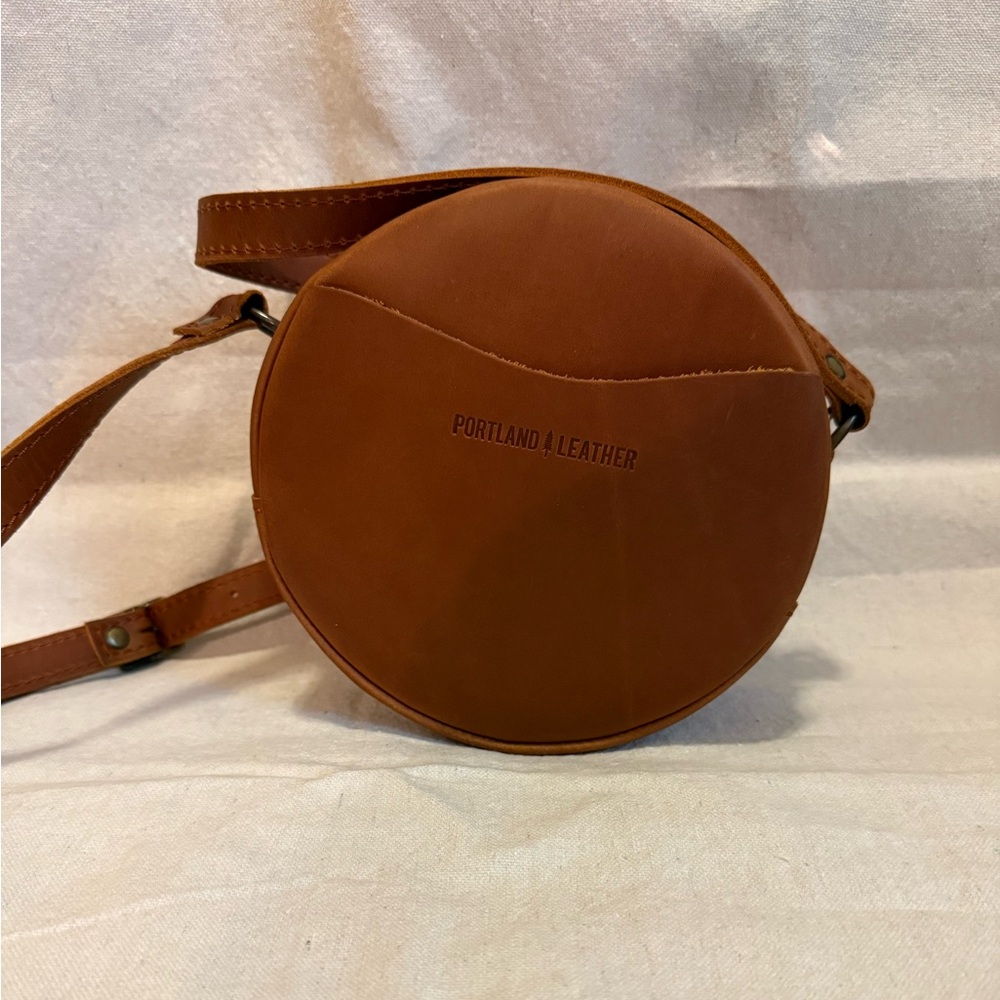 Portland Leather Brown Small Circle Crossbody Bag